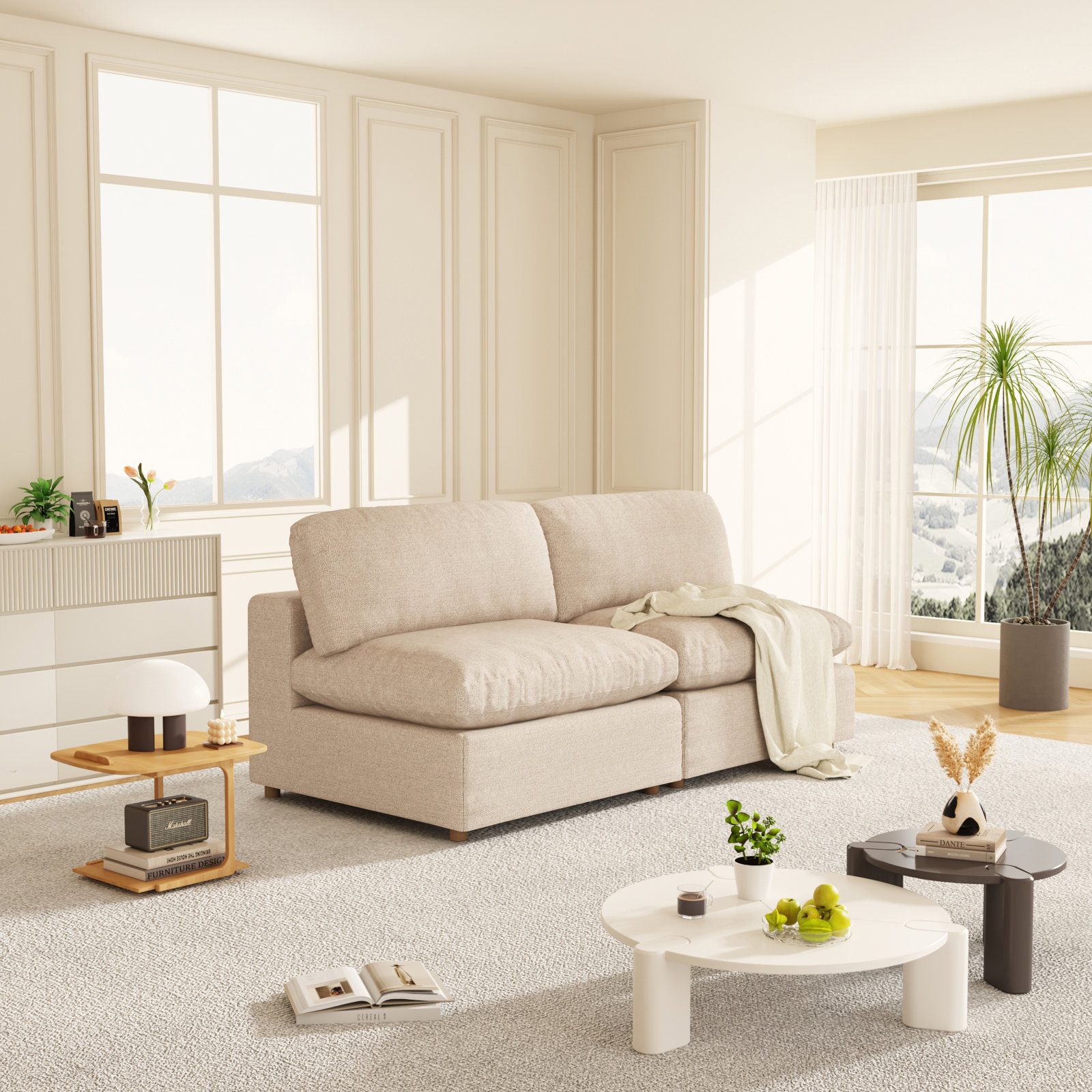 Jossa 76" Modular Loveseat, Beige