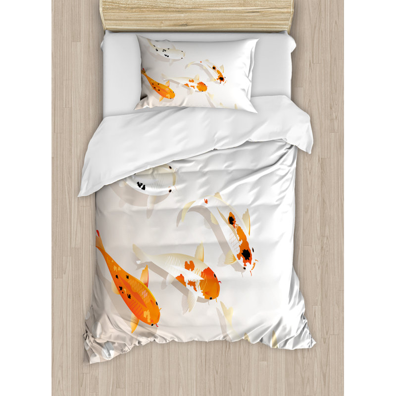Ocean Animal Coastal Polyester Duvet Cover, Twin Duvet Cover + 1 Pillow Sham