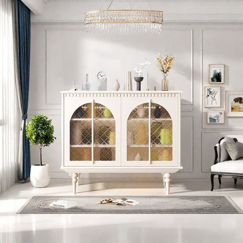 Armoire de rangement et de décoration de salon, Crème, crème