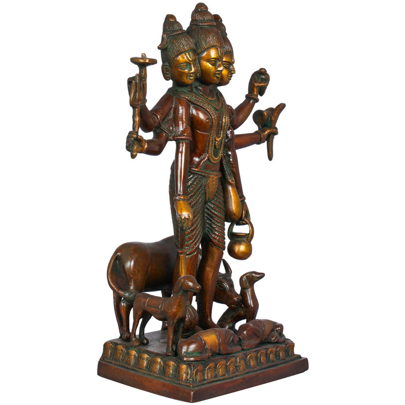 Figurine Lord Dattatreya, Brun / Doré