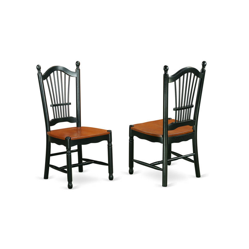 Dover Dining Chairs - Slat Back Wood Seat Kitchen Chairs, Set of 2, Black & Cherry, Black/Cherry