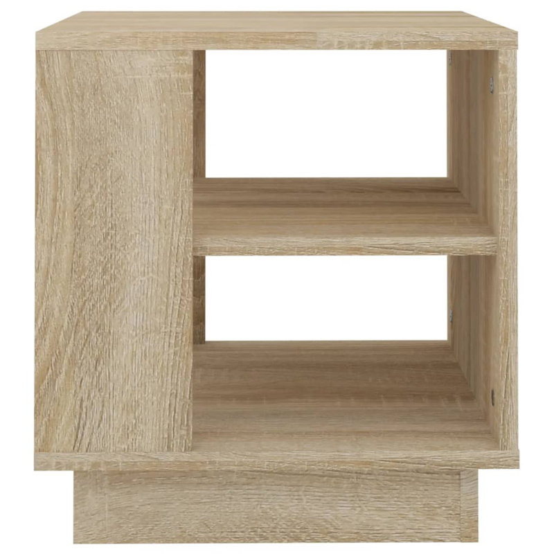 Glass End Table with Storage, Sonoma Oak, 15.7"x15.7"x16.9"
