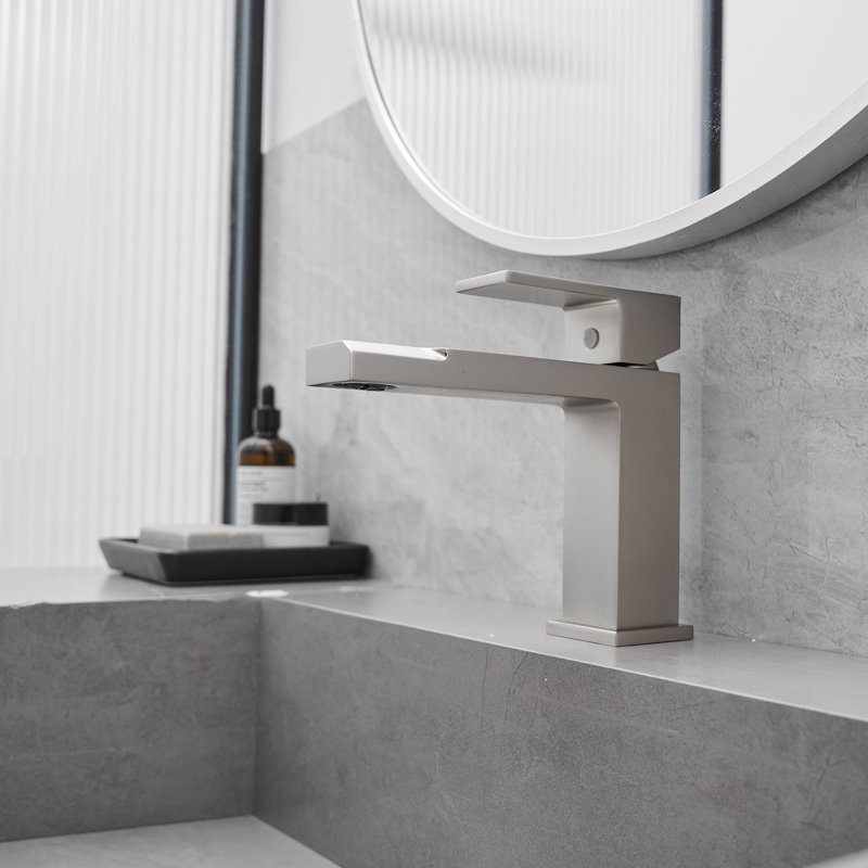 Single-Handle Single-Hole Bathroom Faucet, Brushed Nickel