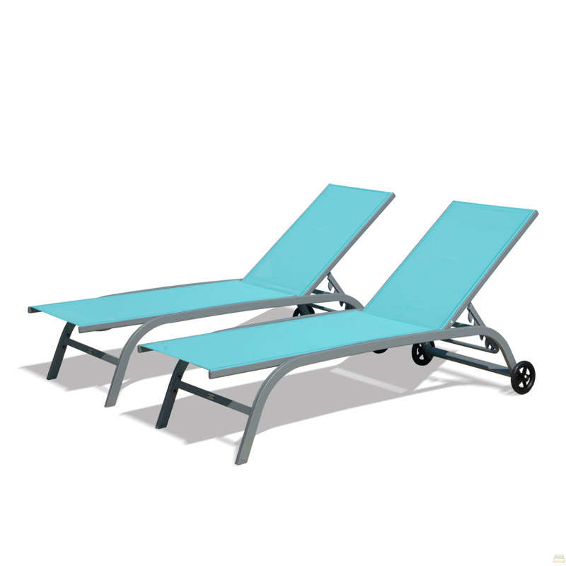 Ensemble de 2 chaises longues d'extérieur, Gris, Gris