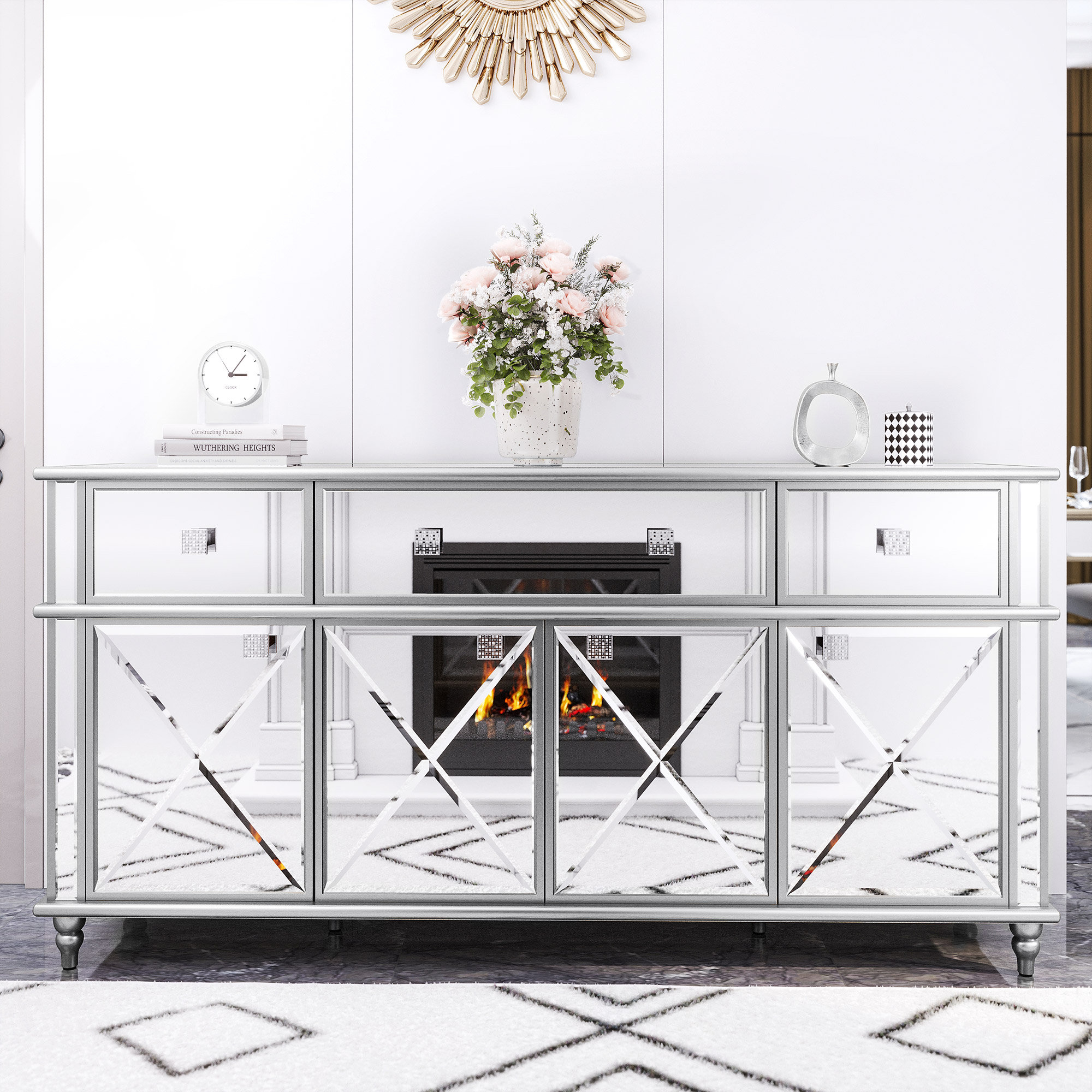 Mirrored sideboards deals for living room