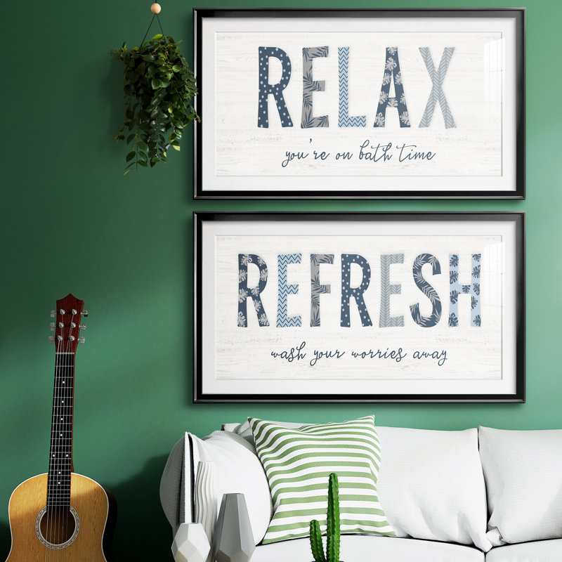 Relax - ensemble d'art textuel 2 pièces, Argent, H 10,5 po x l 37 po x P 1,5 po