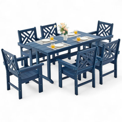 All-weather Hdpe Patio Dining Set With Umbrella Hole by Winston Porter