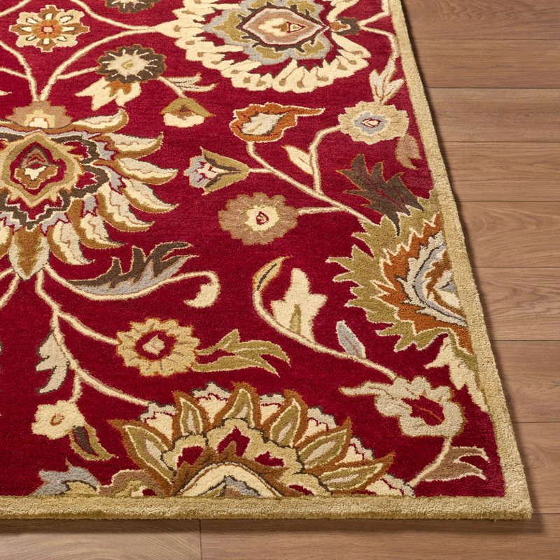 Tapis bourgogne en laine touffeté à la main Arden, Rectangle 9 pi x 12 pi