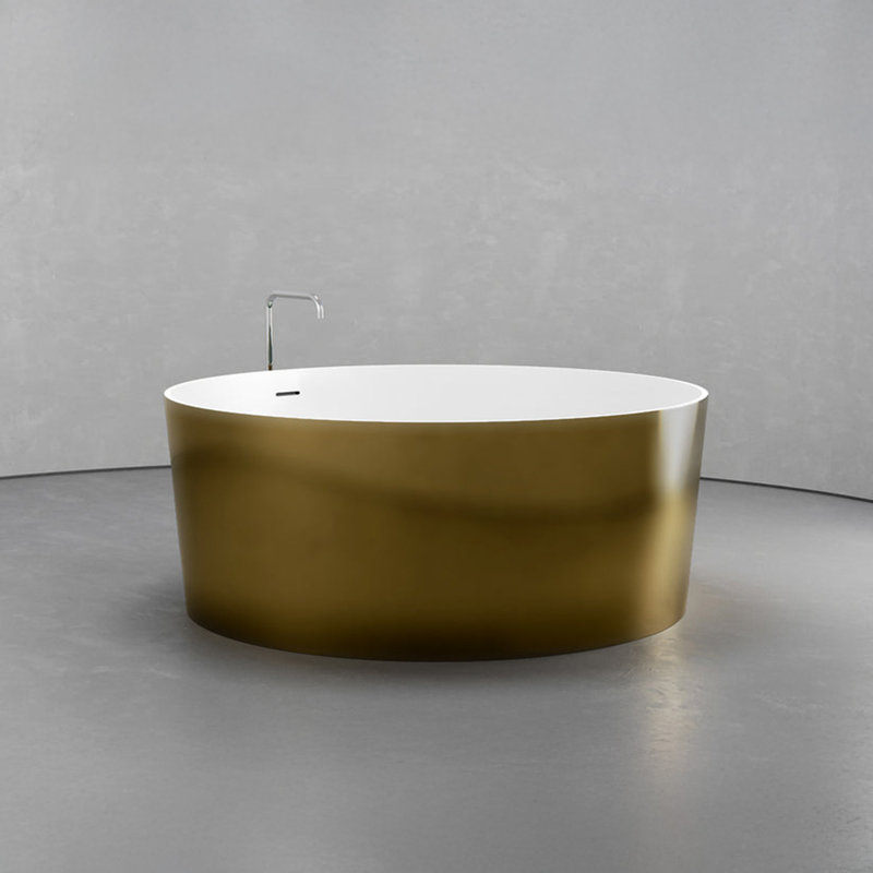 Vast Studio Freestanding Round Bathtub – Solid Surface Deep Soaking Tub with Minimalist Spa-Inspired Modern Design & Seamless Matte Luxury Finish