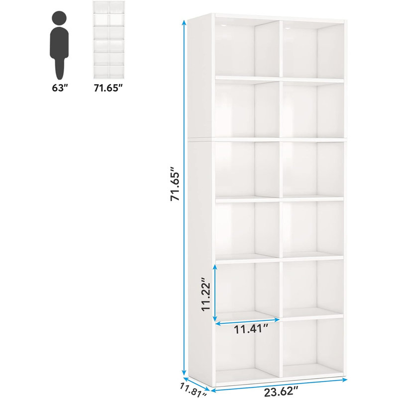70.9" Bookcase, Modern Bookshelf with 12 Cube Storage