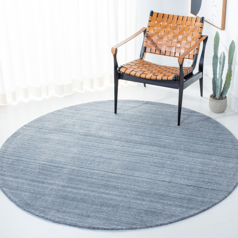 Arikara Hand Loomed Polyester and Cotton Solid Color Rug, Round 6'