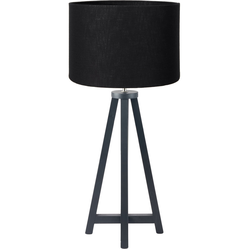Table Lamp, Black, Black, Linen