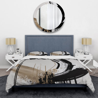 Golden Minimalist Abstract IV Microfiber / Polyester Duvet Cover SetMicrofiber / Polyester Duvet Cover Set