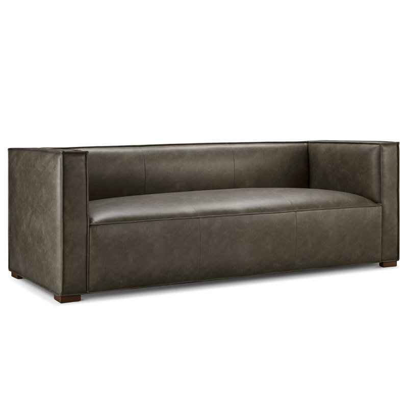 Jayci 83.3'' Square Arms Sofa, Pewter Faux Leather