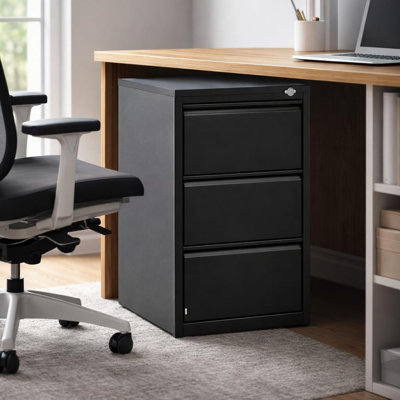 17.7" Locking Lateral File Cabinet, 3-Drawer Steel Organizer for Letter/Legal/A4