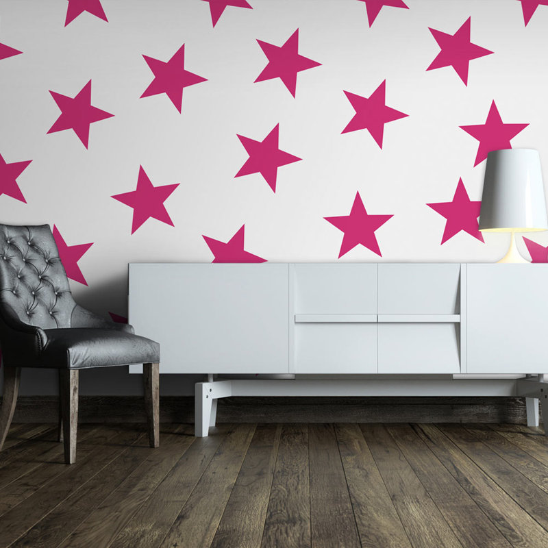 Star Semi-Gloss Paste the Wall Mural, 350 cm x 245 cm, Pink