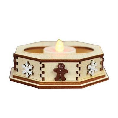 4.25'' H Wood Tabletop Tealight Holder