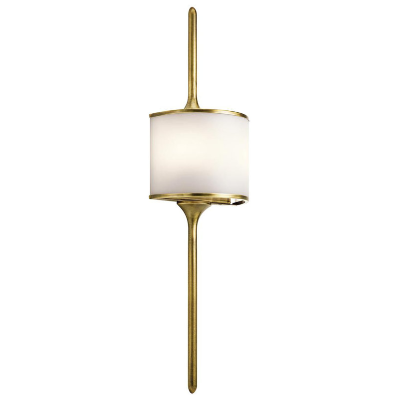 Charlee Glass Flush Mounted Sconce, 76.2cm H x 20.4cm W x 11.7cm D, Natural Brass