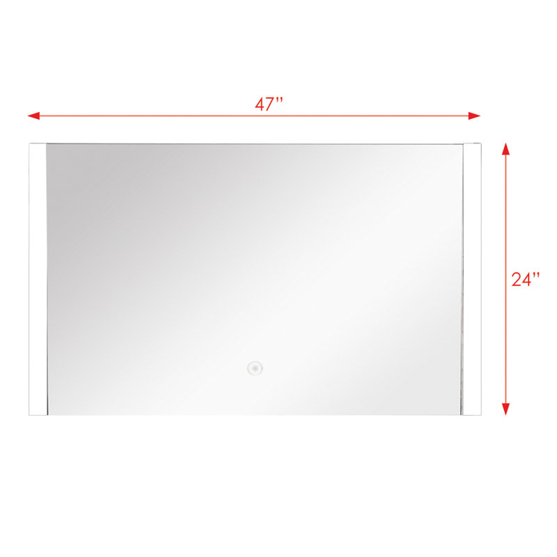 Miroir à fixation murale del-rétroéclairé Lorelei, H 24,02 po x L 47,24 po