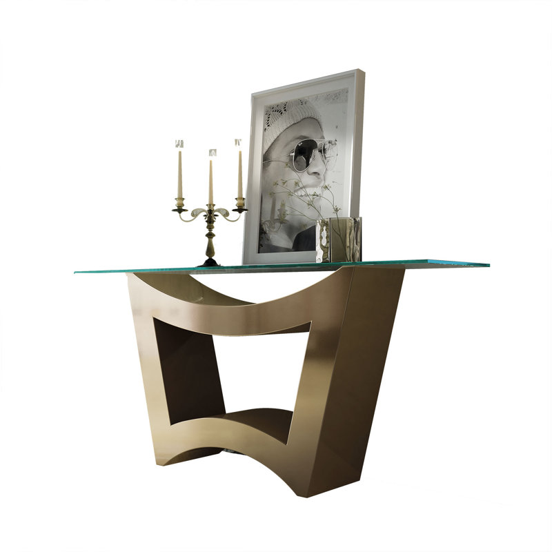 Saphire Glass Top Console Table, Matte, 29.53" H x 59.06" W x 15.75" D