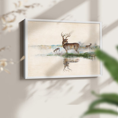 Misty Deer -Framed Print - Restickable