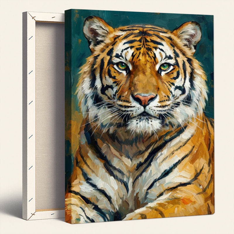 «Gallery Wrap», art mural sur toile pour le salon, la chambre à coucher, le bureau ou le vestibule - décoration murale décorative avec portrait de tigre