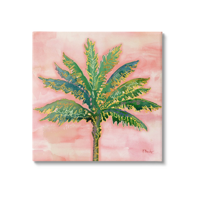«Sunset Palm Tree Glam», art mural sur toile par Paul Brent, L 17 po x H 17 po