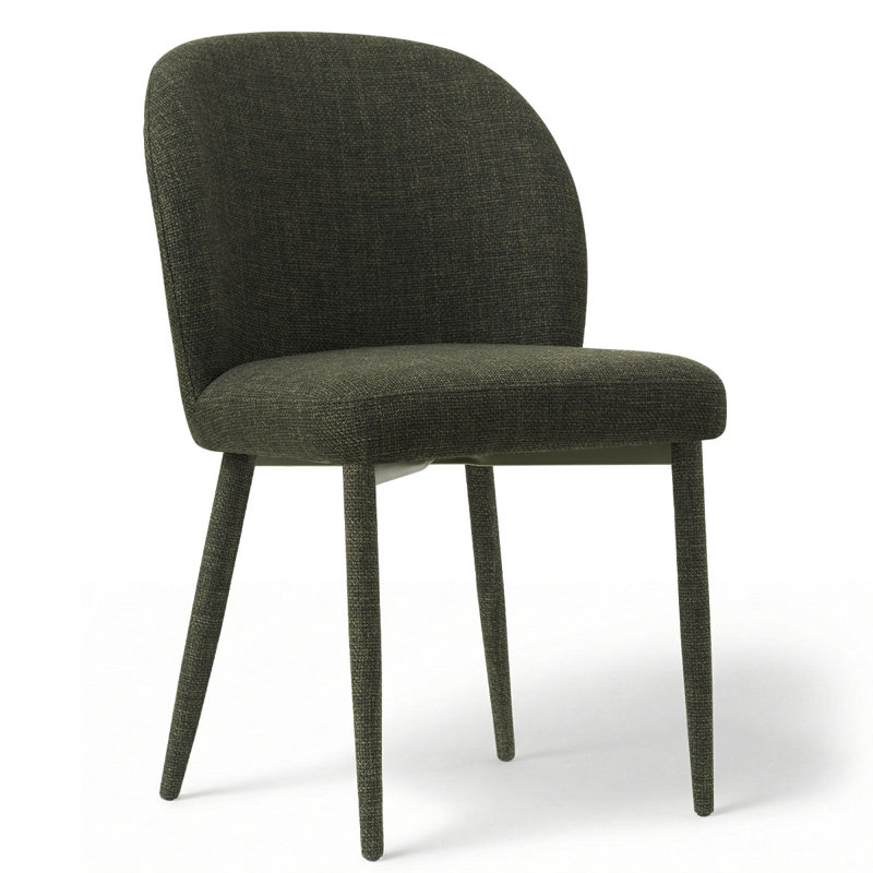 Modern Fully Upholstered Dining Chairs With Fabric-Wrapped Legs, Green