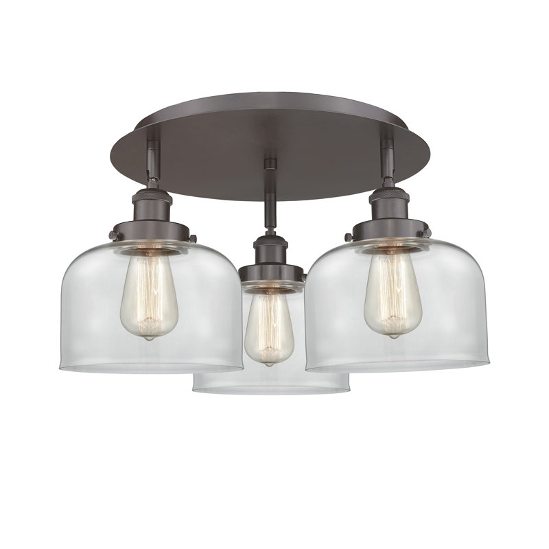 Bejtullah Glass Flush Mount, Clear, Oil Rubbed Bronze