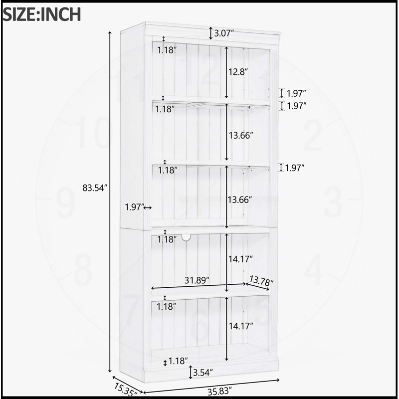 Stylish 83-Inch Tall Wood Bookcase Suite with LED Light Strip, Adjustable Shelves, and Modern Design for Versatile Home Storage