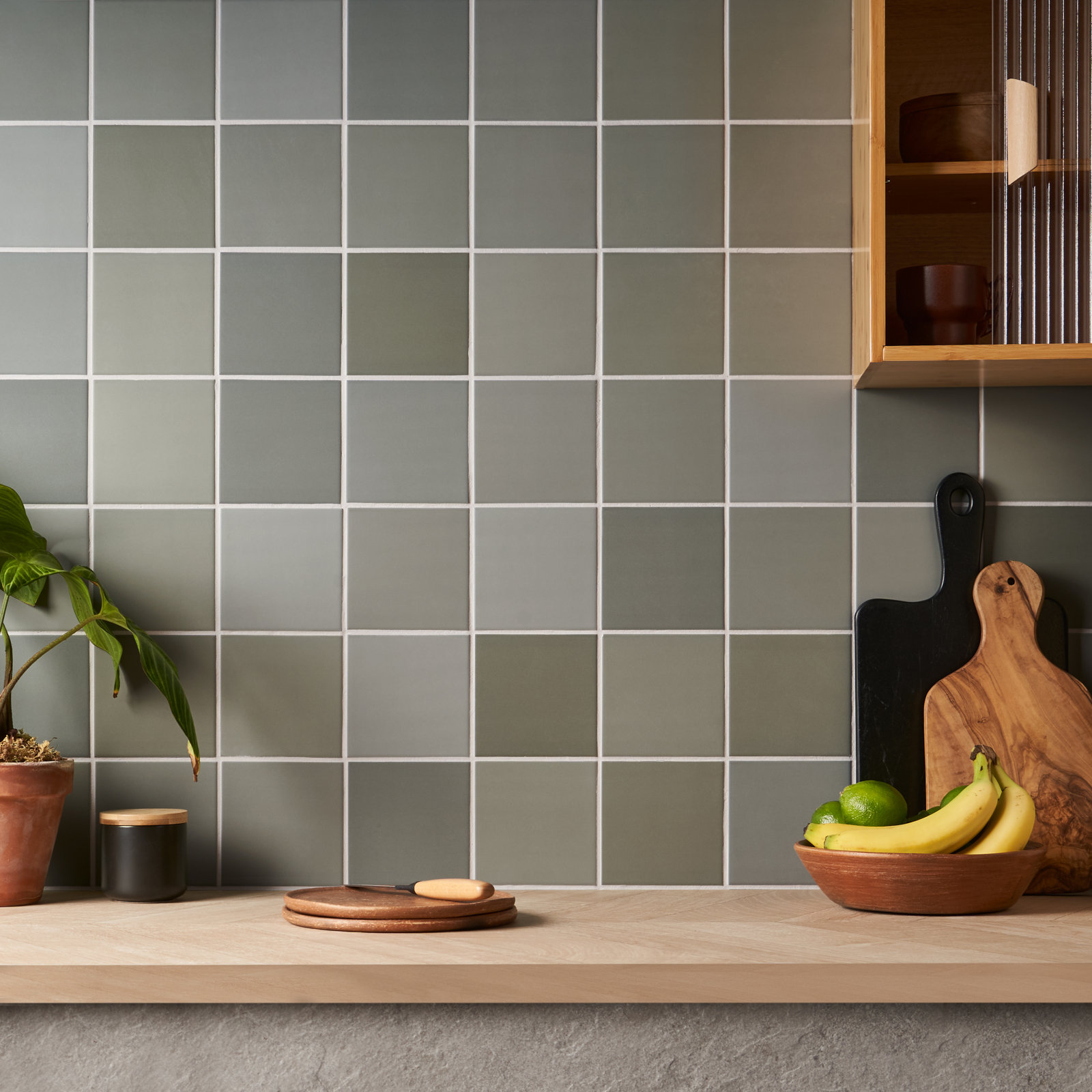 Reborn 5" x 5" Porcelain Tile, Green