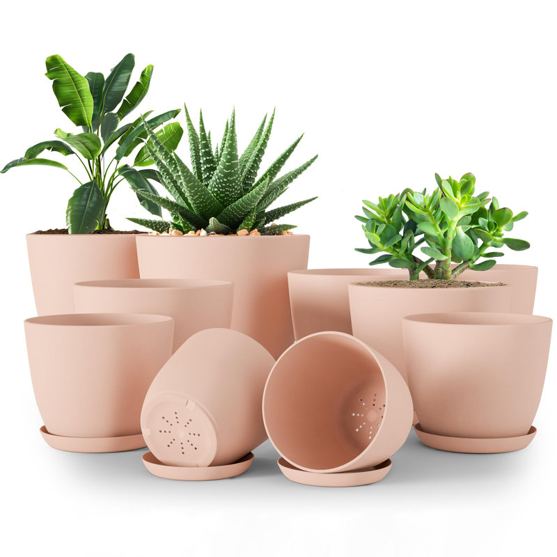 Plant Pots Indoor with Drainage, Peach Pink