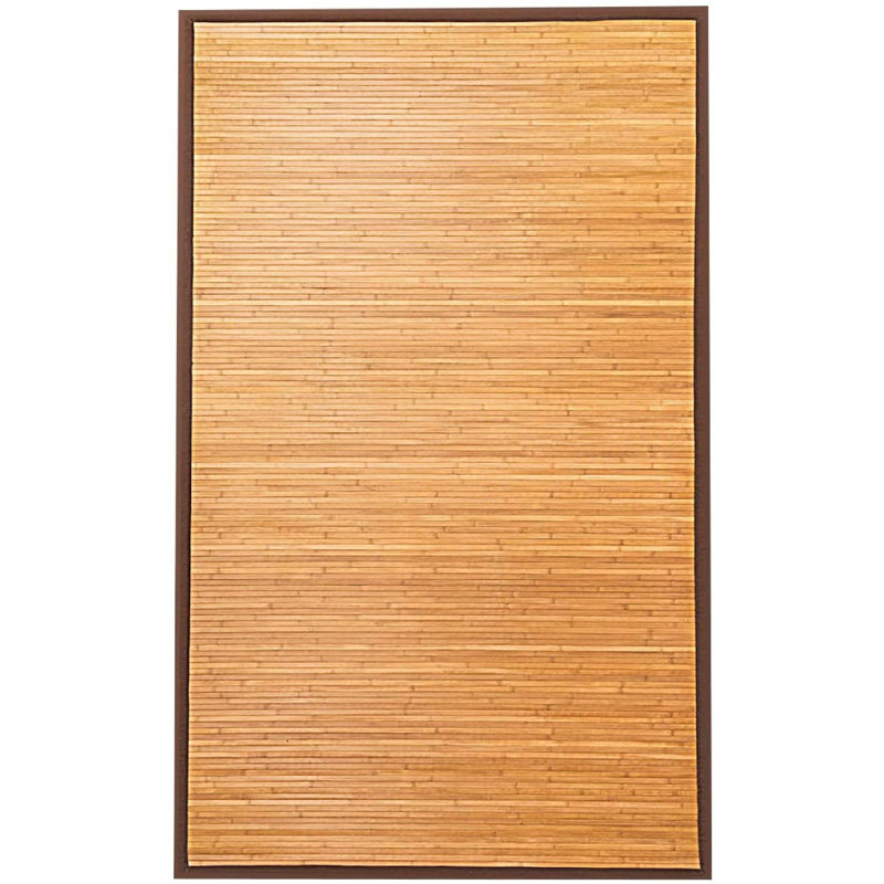 Tapis brun en lattes de bambou tissé à la machine Coweta