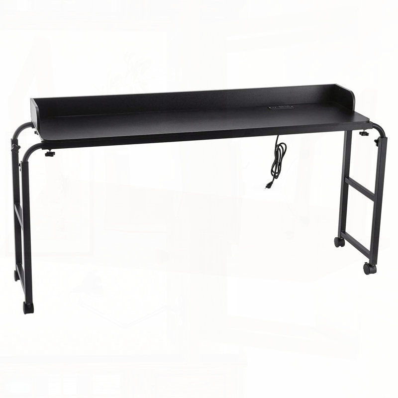 Table de lit avec prise de courant et ports USB - Bureau d'ordinateur portable réglable en hauteur