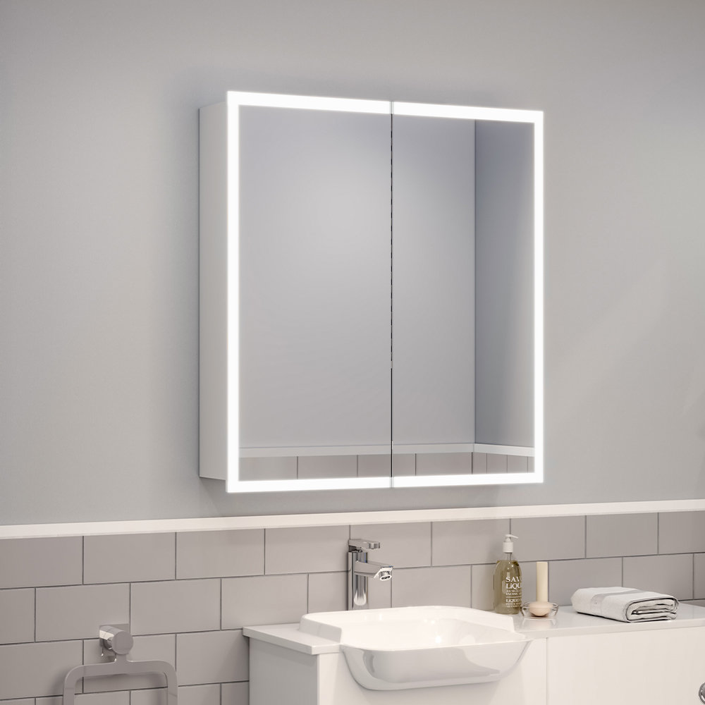 Ajaycia 650mm W 600mm H Surface Frameless Medicine Cabinet Mirror 3
