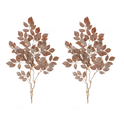 Glittered Velvet Leaf Spray (Set of 2)
