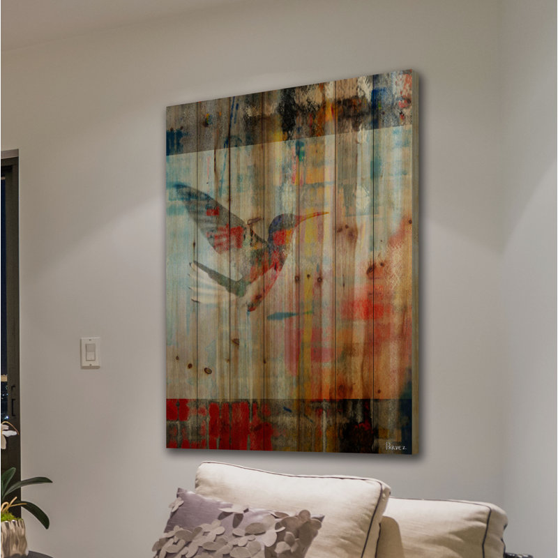 Reproduction d’art sur bois de pin naturel "access parvez" par taj,, H 60 po x l 40 po