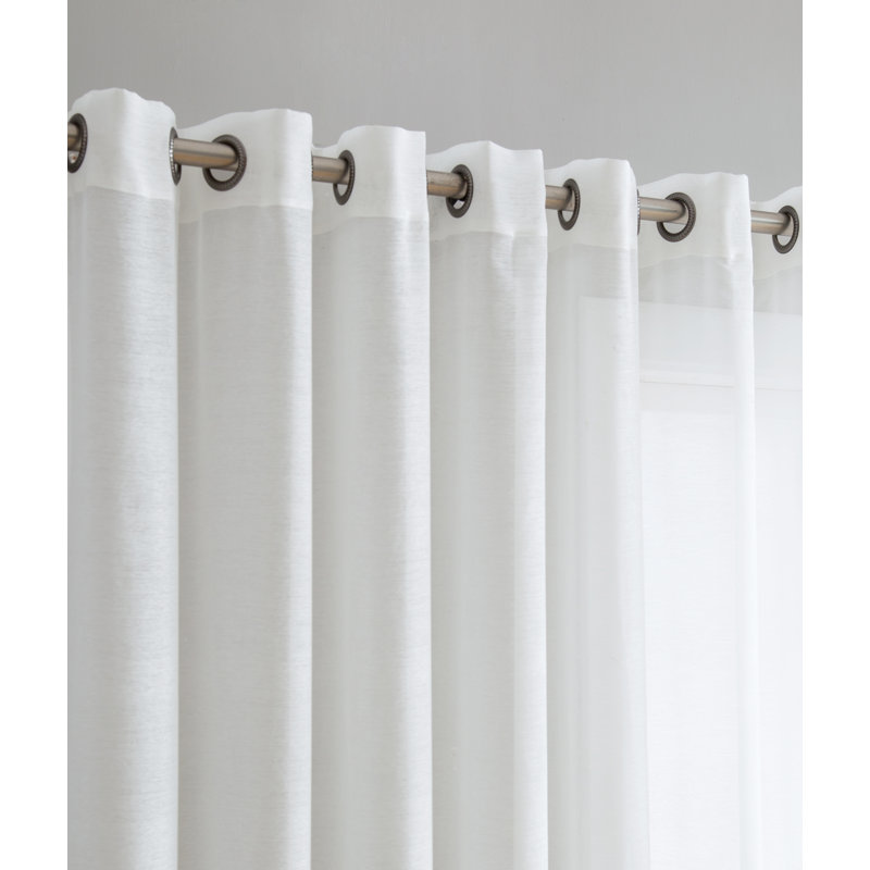 Semi Sheer Curtain Single Panel, White, 100" W x 84" L