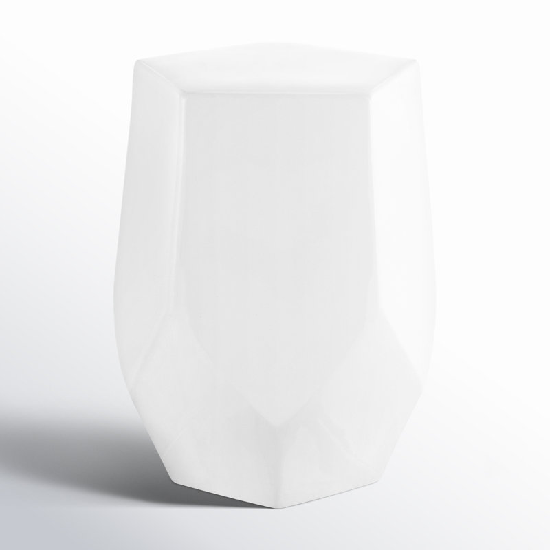 Pryce Ceramic Accent Stool, White