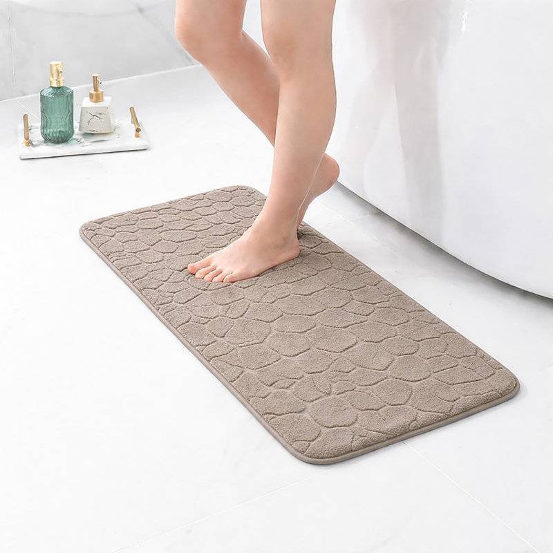 Pebble Runner Mat - Memory Foam - 48"L x 18"W for Kitchen, Bathroom and more, Taupe