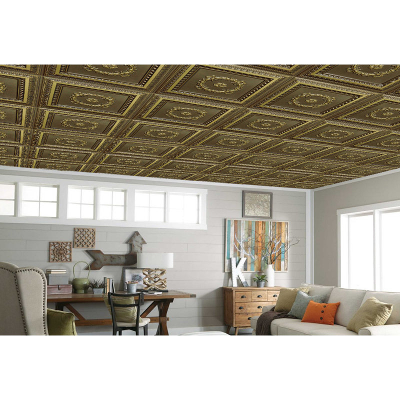 Carreau de plafond en PVC 2 pi x 2 pi Falkirk Perth, Laiton antique