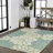 Zinnia Modern Floral Textured Weave Cream/Green Indoor/Outdoor Rug-2146552903