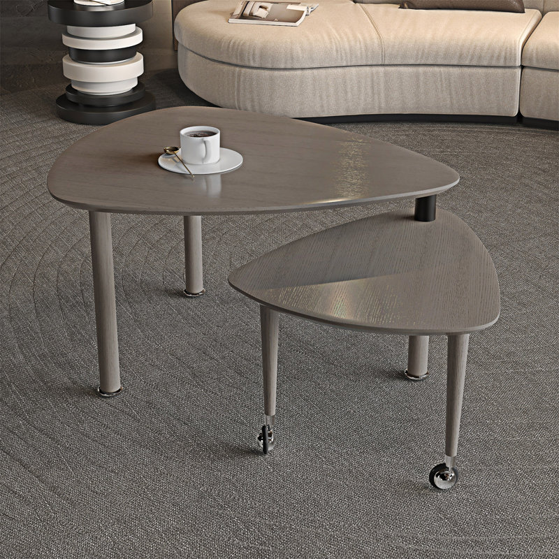 Table basse rotative en bois, Marron foncé