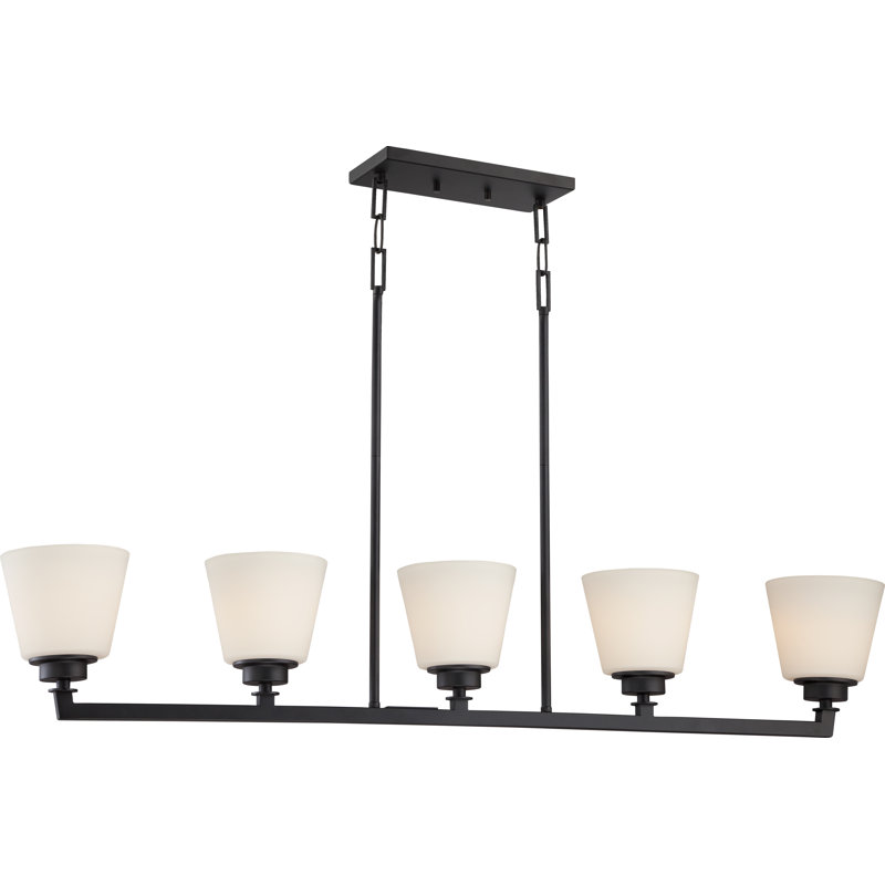 Luminaire suspendu linéaire pour îlot de cuisine 5 lumières Woodbridge, Bronze vieilli