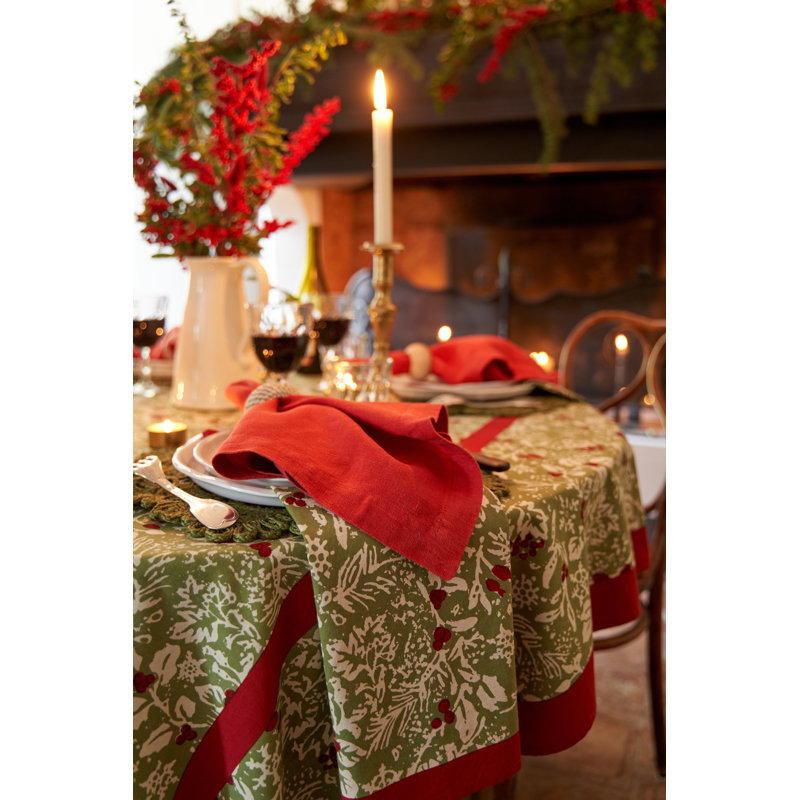 Baies De Houx Handmade Floral Tablecloth, 59" Square