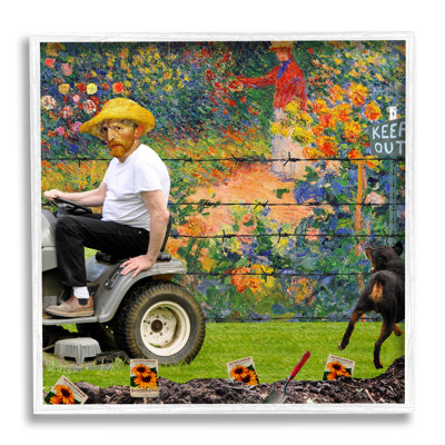 " Van Gogh Gardening Flowers Farmer Dog Collage " by Incado