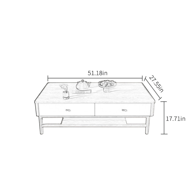 Table basse en bois massif de style ancien