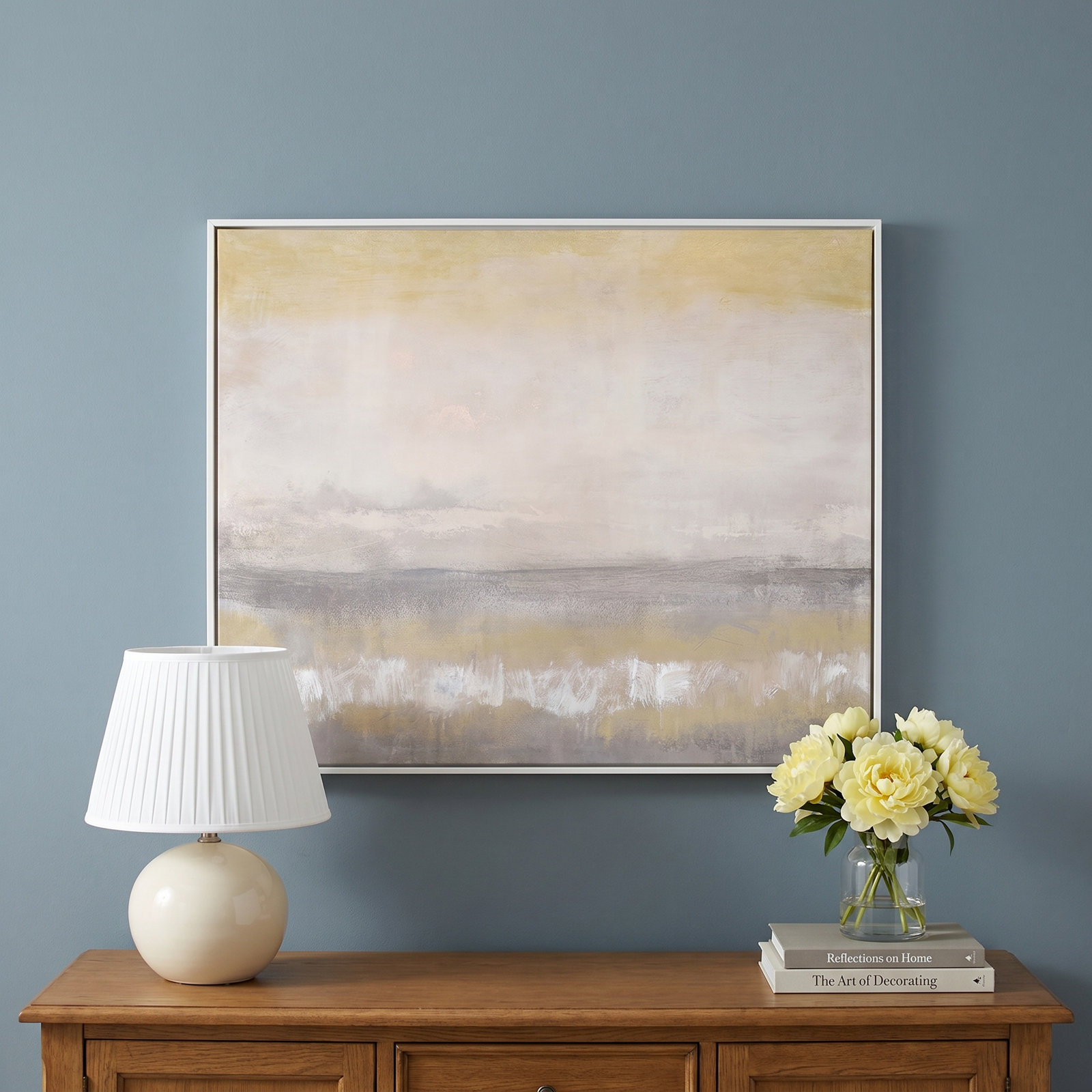 Willadeene "Morning Calm 2" Painting, White Framed, 18" H x 24" W x 2" D