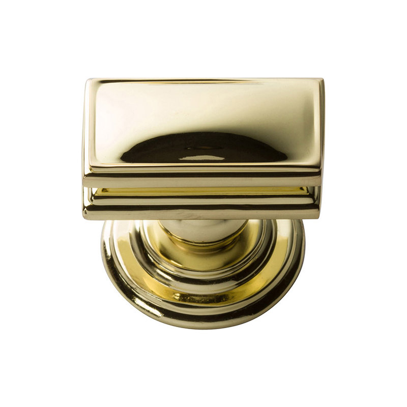Campaign 1 1/2" Length Rectangle Knob, Polished Brass