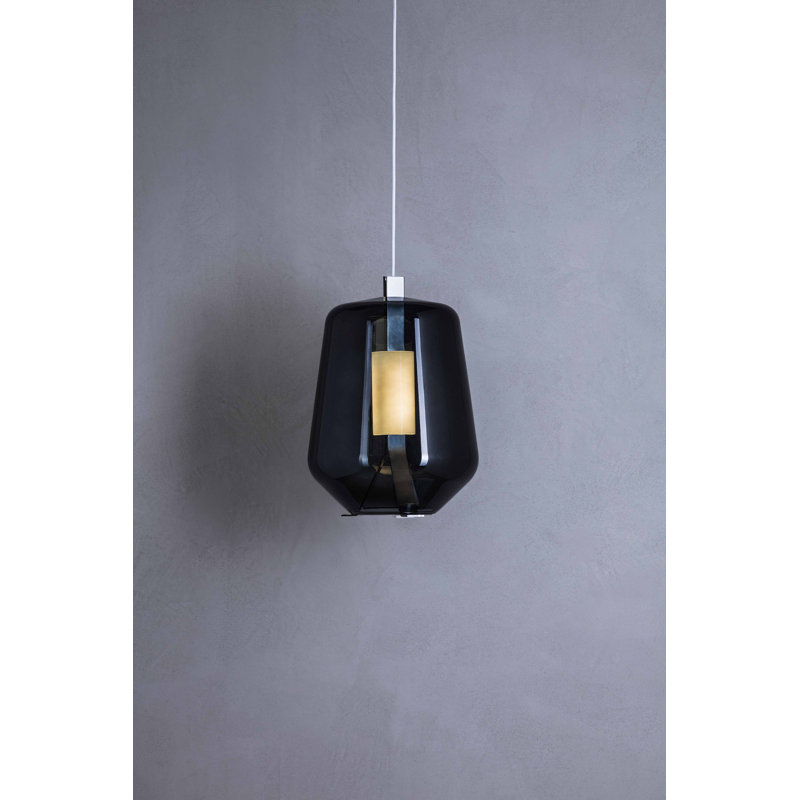 Luisa 1 - Light LED Schoolhouse Pendant, Nickel, Smoked Grey, 3000K